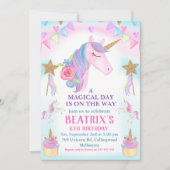 ガールズユニコーンケーキスターズ誕生日招待状 招待状 (正面)