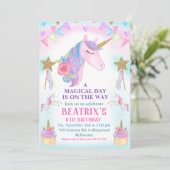 ガールズユニコーンケーキスターズ誕生日招待状 招待状 (スタンド正面)