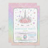 ガールズユニコーンバースデーパーティ招待状 招待状 (正面/裏面)