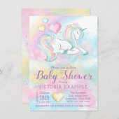 ガールズユニコーンベビーシャワー招待状 招待状 (正面/裏面)