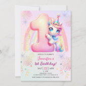 ガールズユニコーンマジカルレインボー1st誕生日パーティー 招待状 (正面)