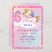ガールズユニコーンレインボーグリッター5thバースデーパーティー 招待状 (正面/裏面)
