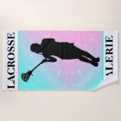 ガールズラクロスパーソナライズされたパステル ビーチタオル (正面)