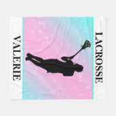 ガールズラクロスパーソナライズされたパステル フリースブランケット (正面(横))