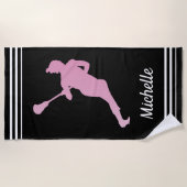 ガールズラクロス パーソナライズされた ビーチタオル (正面)