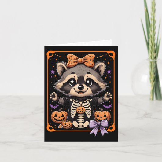 ガールズラクーンフェラルハロウィーンハ不気味ロウィーンマット カード (正面)