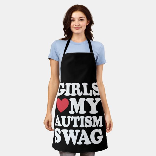 ガールズラブマイオティズムスワッグおもしろい認識度 エプロン (着用した状態)