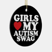 ガールズラブマイオティズムスワッグ認識度ハート セラミックオーナメント (右)