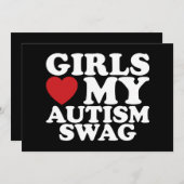 ガールズラブマイオティズムスワッグ認識度ハート 招待状 (正面/裏面)