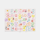 ガールズラブリービルマ語アルファベットミャンマーフラワー フリースブランケット (正面(横))