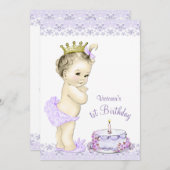 ガールズラベンダーファースト誕生日招待状 招待状 (正面/裏面)