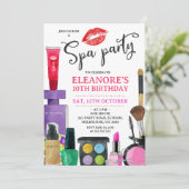 ガールズリカラフルップスパパーティー誕生日招待状 招待状 (スタンド正面)