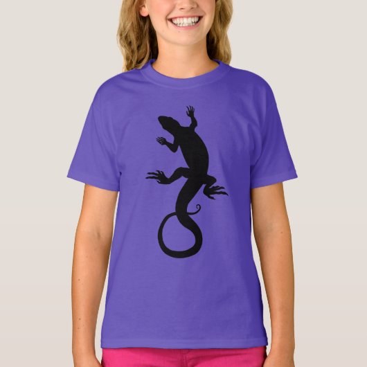 ガールズリザードスウェットシャツ爬虫類アートキッズシャツ Tシャツ (正面)