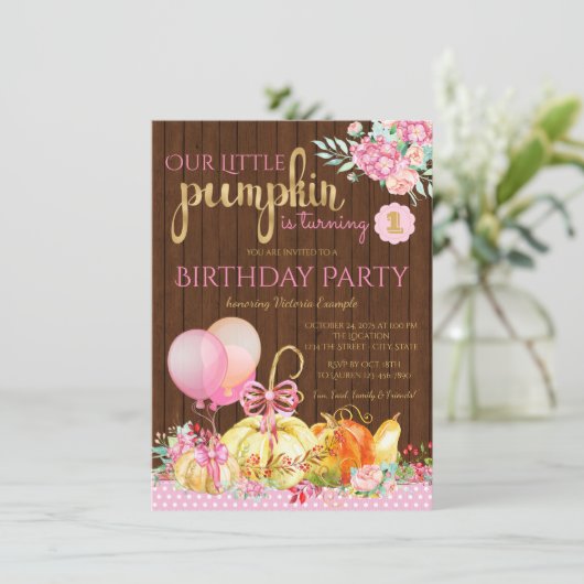 ガールズリトルカボキ素朴ンウッド1st誕生日 招待状 (スタンド正面)