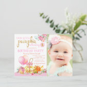 ガールズリトルカボチャフォトファースト誕生日 招待状 (スタンド正面)