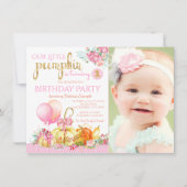 ガールズリトルカボチャフォトファースト誕生日 招待状 (正面)