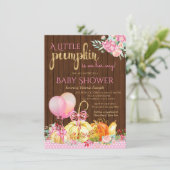 ガールズリトルカボチャ素朴ンウッド秋ベビーシャワー 招待状 (スタンド正面)