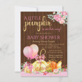 ガールズリトルカボチャ素朴ンウッド秋ベビーシャワー 招待状 (正面)