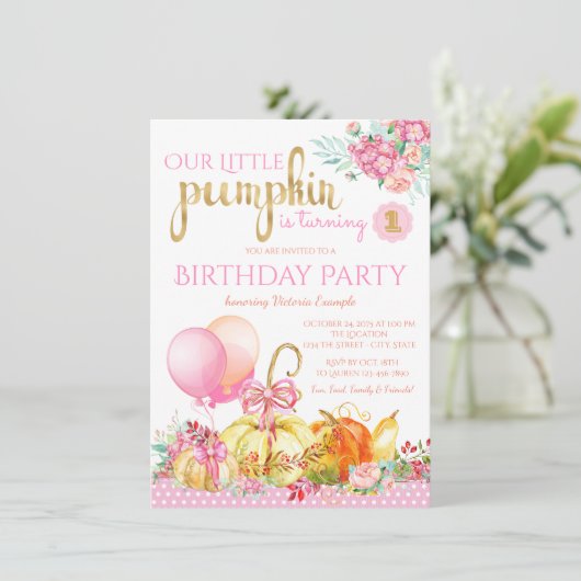 ガールズリトルカンプキンファースト誕生日 招待状 (スタンド正面)