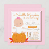 ガールズリトルカンプキンベビーシャワー招待状 招待状 (正面/裏面)