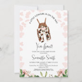 ガールズリトル女性のカーボーイオンザウェイベイビーシャワー 招待状 (正面)