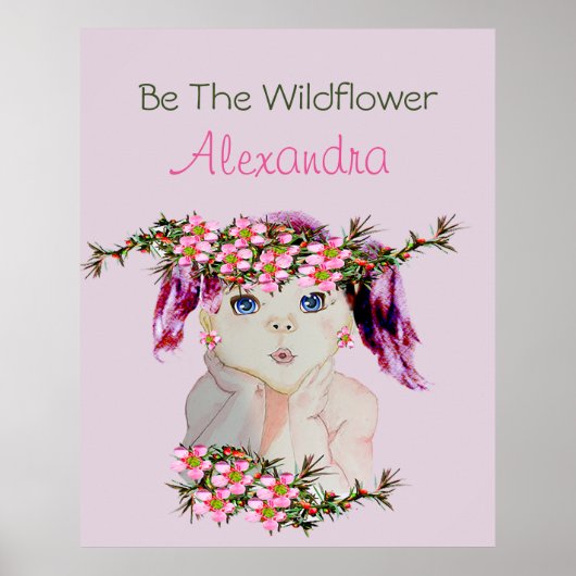 ガールズルームカスタムフローラピンクパープルワイルドフラワー ポスター (正面)