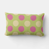 ガールズルームデコールピンクアンドグリーン水玉模様 ランバークッション (裏面)