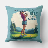 ガールズルールザコースレトロゴルフイラストレーション クッション (正面)