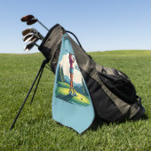 ガールズルールザコースレトロゴルフイラストレーション ゴルフタオル (グリーン)