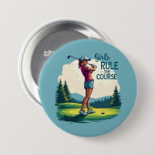 ガールズルールザコースレトロゴルフイラストレーション 缶バッジ (正面&裏面)
