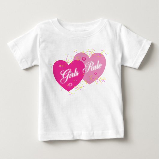 ガールズルールピンクハート乳児Tシャツ ベビーTシャツ (正面)