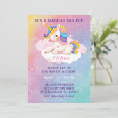 ガールズレインボーカラーズユニコーン誕生日招待状 招待状 (スタンド正面)