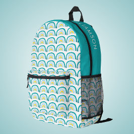 ガールズレインボーターコイズ プリントバックパック