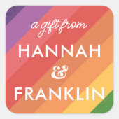 ガールズレインボー誕生日ギフトステッカー スクエアシール (正面)