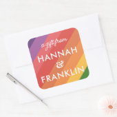 ガールズレインボー誕生日ギフトステッカー スクエアシール (封筒)