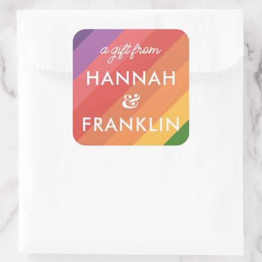 ガールズレインボー誕生日ギフトステッカー スクエアシール (バッグ)