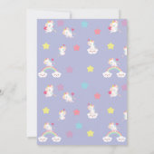 ガールズレインボー&ユニコーンパープル誕生日招待状 招待状 (裏面)