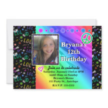 ガールズレインボーLOLバースデーパーティフォト招待状