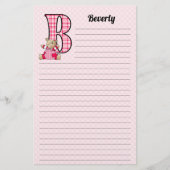 ガールズレターモノグラムのBテディベア 便箋 (正面)