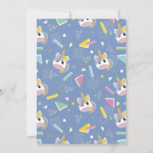 ガールズレトロパープルユニコーン誕生日招待状 招待状 (裏面)