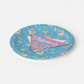 ガールズレトロブルーユニコーン誕生日 ペーパープレート (アングル)