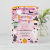 ガールズレトロプーキーパーティーハロウィーン誕生日 招待状 (スタンド正面)