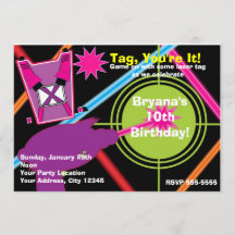 ガールズレーザーラベルガールバースデーパーティ招待状