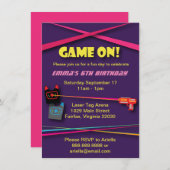 ガールズレーザーラベル誕生会 招待状 (正面/裏面)