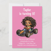 ガールズレースカー子供の誕生日パーティー 招待状 (正面)