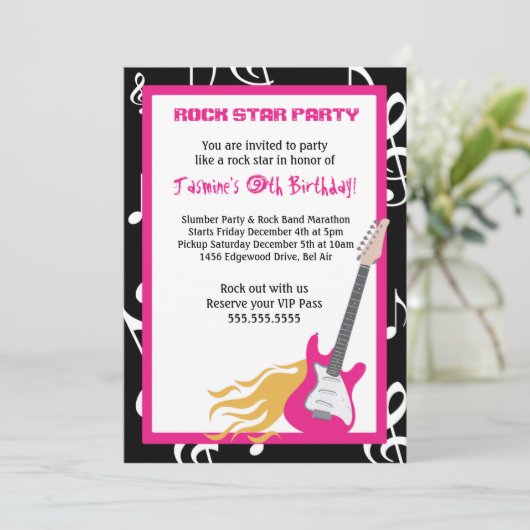 ガールズロッカーギターヒーロー誕生日パーティーへの招待 招待状 (スタンド正面)
