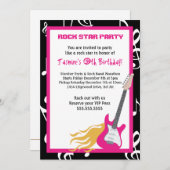 ガールズロッカーギターヒーロー誕生日パーティーへの招待 招待状 (正面/裏面)