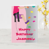 ガールズロックウォール登山誕生パーティー カード (黄色い花)