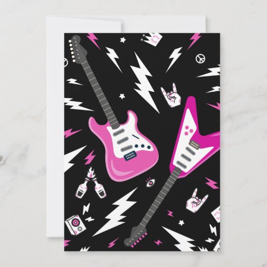 ガールズロックベビーシャワー招待状、ギター招待状 招待状 (裏面)