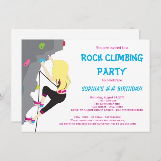 ガールズロック登山誕生日パーティー 招待状 (正面/裏面)
